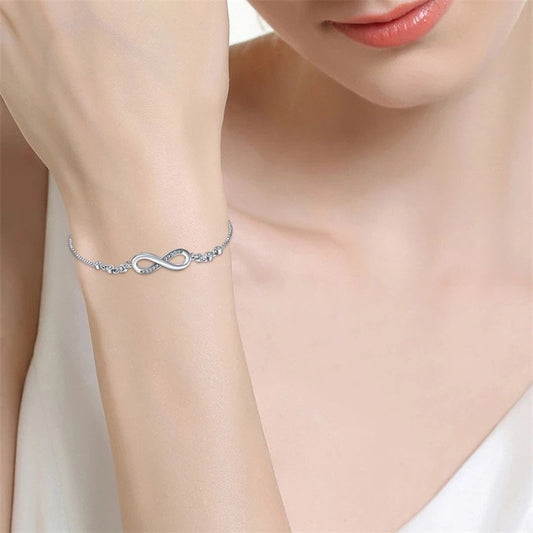 S925 Silver Infinite Loop 8-word Diamond Bracelet