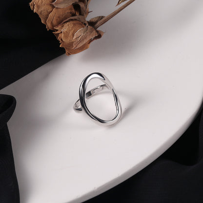 925 Sterling Silber Ring INS Einfacher geometrischer unregelmäßiger Hohlring für Frauen