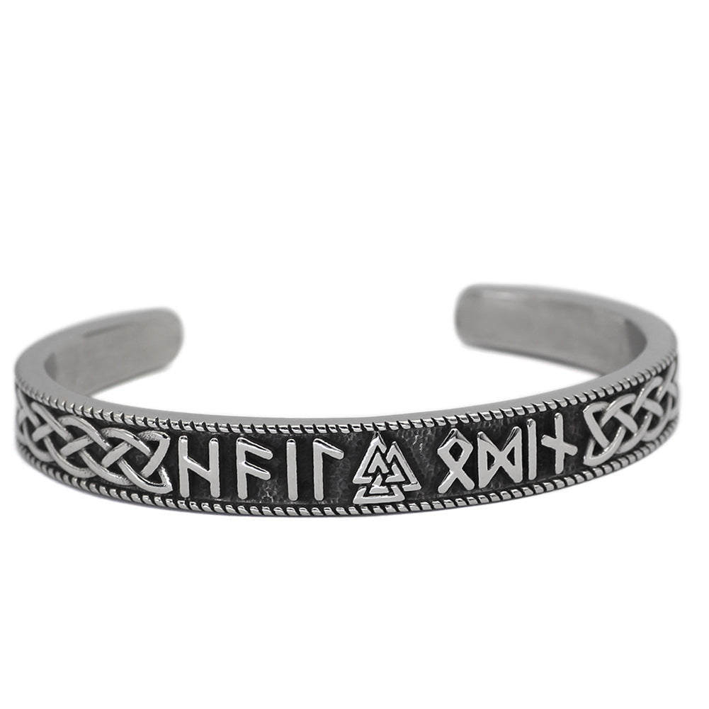 Adjustable Solid Stainless Steel Viking Rune Triangle Two-color Bracelet