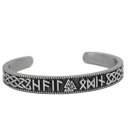 Adjustable Solid Stainless Steel Viking Rune Triangle Two-color Bracelet