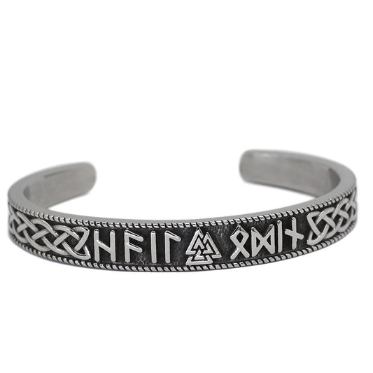 Adjustable Solid Stainless Steel Viking Rune Triangle Two-color Bracelet