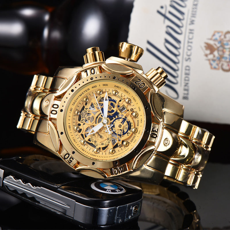 Quarzuhr mit hohlem Zifferblatt und Stahlarmband