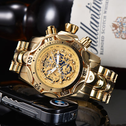 Quarzuhr mit hohlem Zifferblatt und Stahlarmband