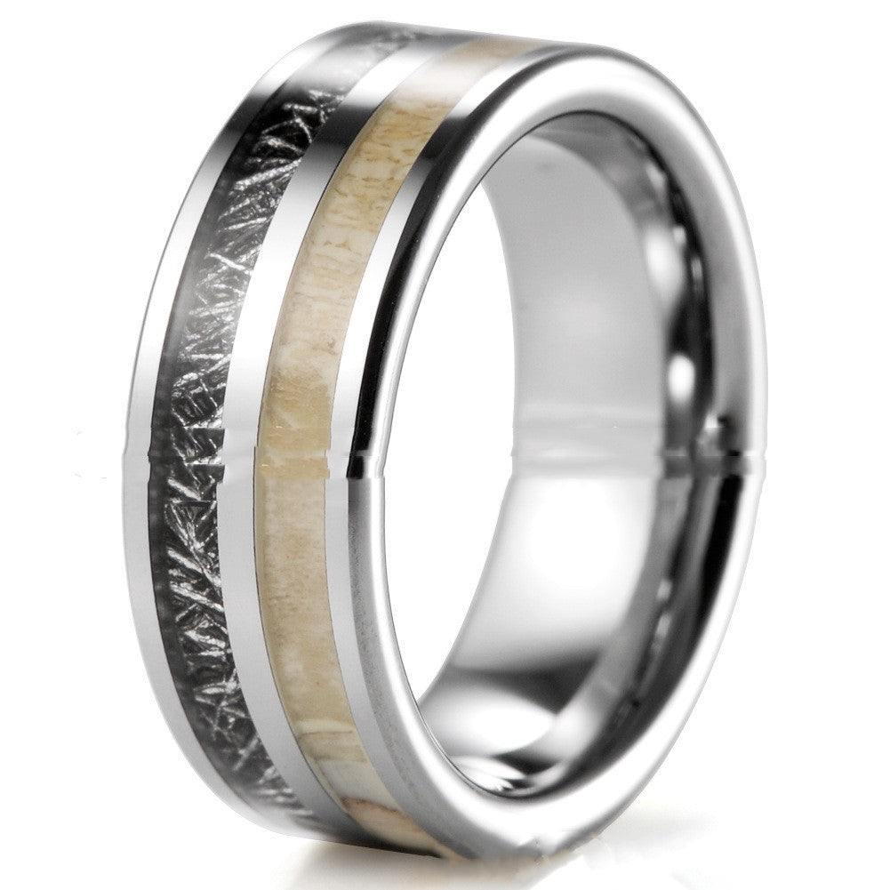 Antlers Black Silver Fashion Tungsten Ring