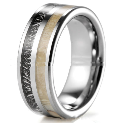 Antlers Black Silver Fashion Tungsten Ring