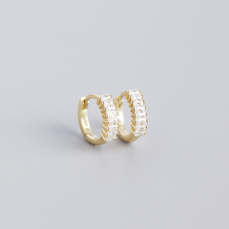 Women's Inlaid Cubic Zirconia Sterling Silver Stud Earrings