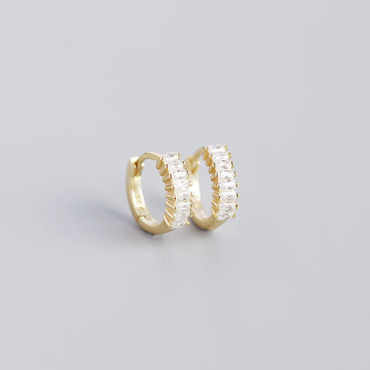 Women's Inlaid Cubic Zirconia Sterling Silver Stud Earrings