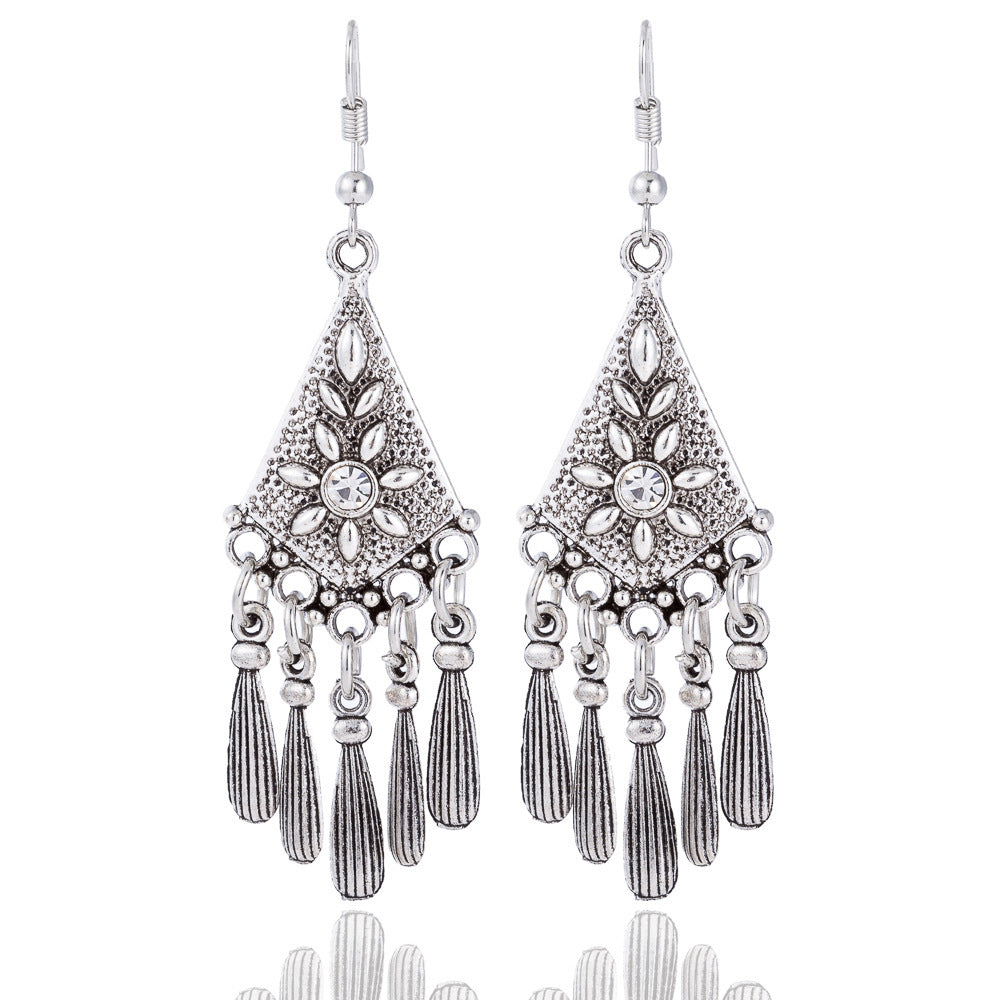 Ethnic Minorities Ornament Tibetan Classical Retro Miao Silver Earrings Eardrops