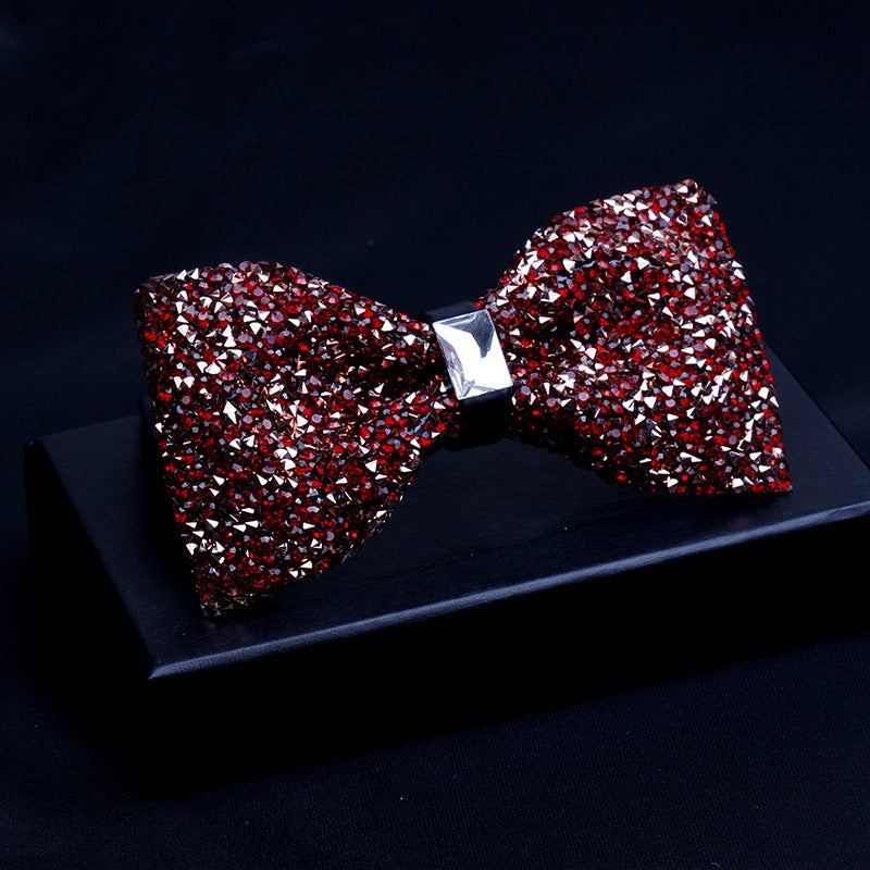 Fashionable Men's Shiny Diamond Bow Tie