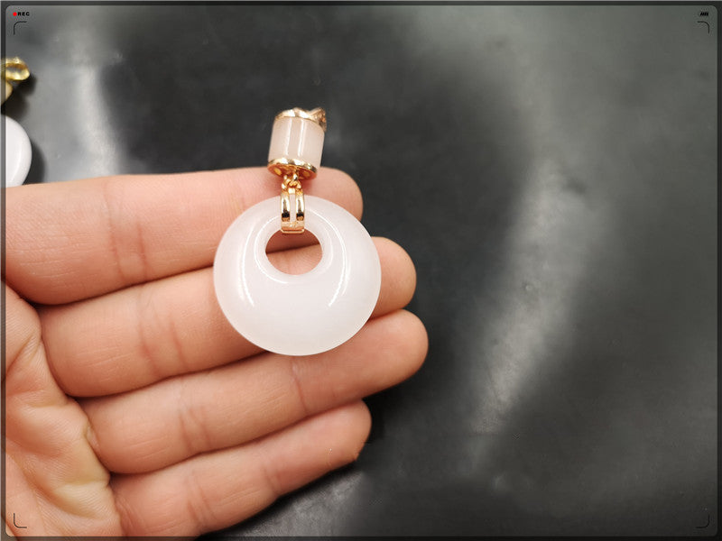 Gold Silk Jade Safe Buckle Inlaid Pendant