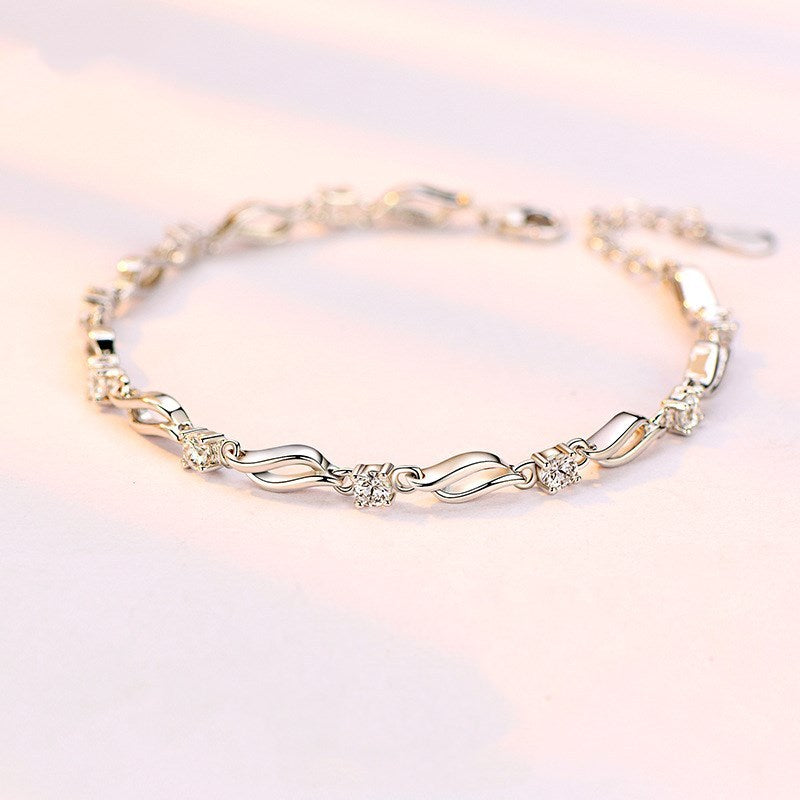 925 Sterling silver crystal love bracelet