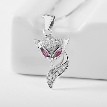 925 Sterling Silver Genuine Micro Inlaid Zircon Fox Pendant