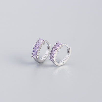 Women's Inlaid Cubic Zirconia Sterling Silver Stud Earrings
