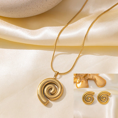 طقم مجوهرات نسائي من الستانلس ستيل مع أقراط