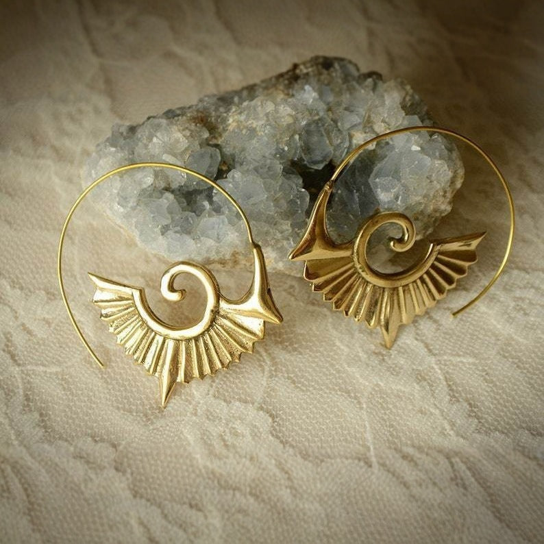 Xingyang Uraltes Maya-Stammsymbol Gott Vogel Großer Anhänger Ohrringe