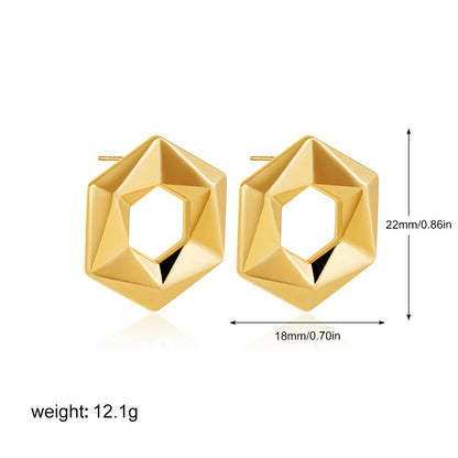 Simple Glossy Stainless Steel 18K Gold Cross Earrings