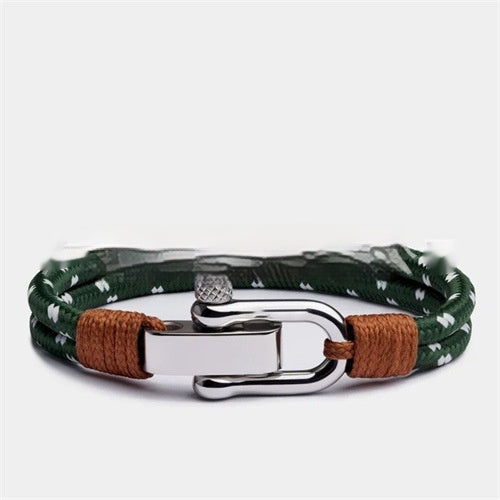 Two-color Woven Rope Bracelet Fashionable Men's Stainless Steel Adjustable