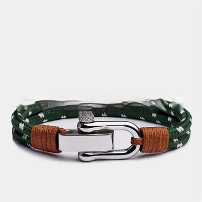 Two-color Woven Rope Bracelet Fashionable Men's Stainless Steel Adjustable