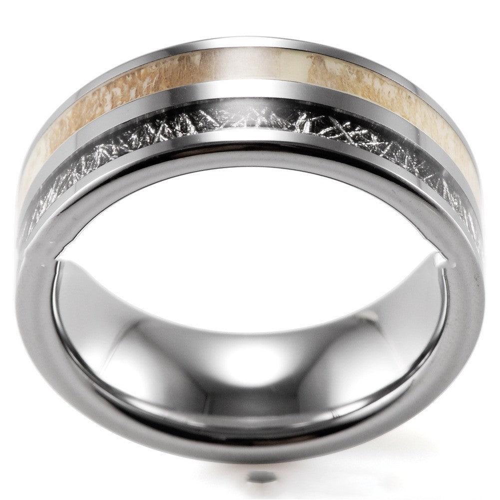 Antlers Black Silver Fashion Tungsten Ring
