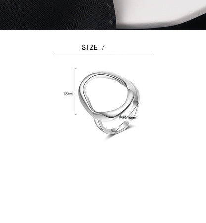 925 Sterling Silber Ring INS Einfacher geometrischer unregelmäßiger Hohlring für Frauen