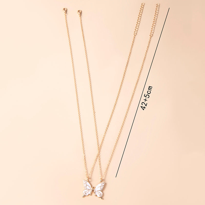 1 Pair Butterfly Pendant Necklace For Women Girls Sisters Friends With Inspirational Friendship Card