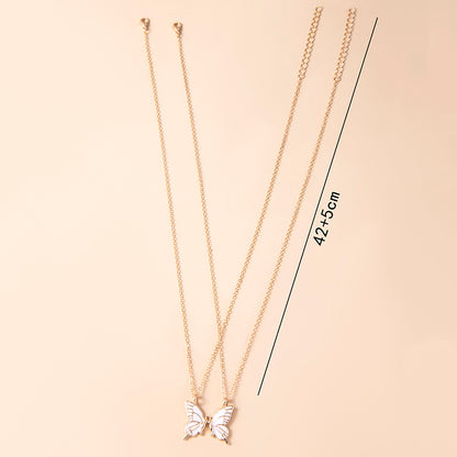 1 Pair Butterfly Pendant Necklace For Women Girls Sisters Friends With Inspirational Friendship Card