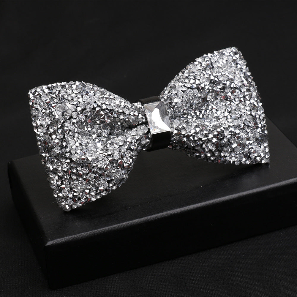 Fashionable Men's Shiny Diamond Bow Tie
