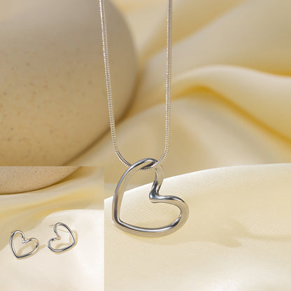 طقم مجوهرات نسائي من الستانلس ستيل مع أقراط