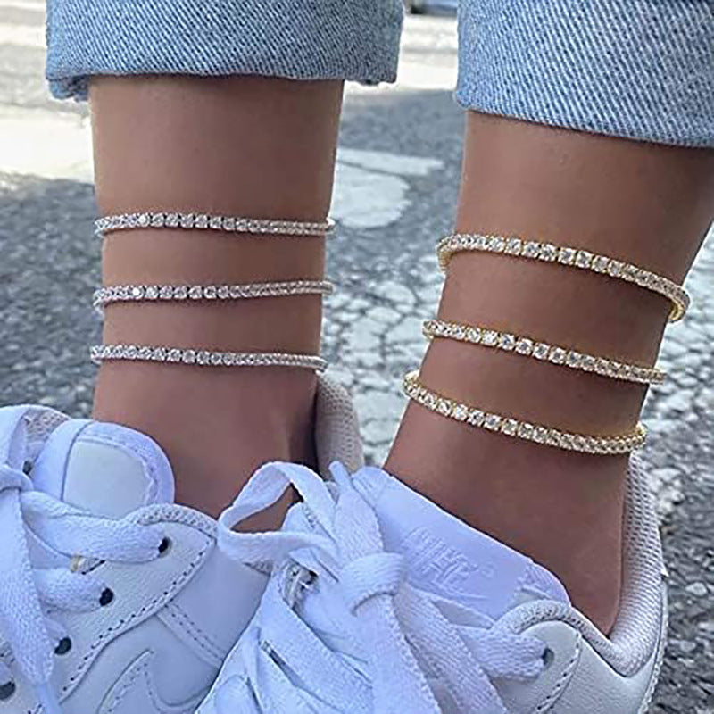 Shiny Loose Diamond Fashion Trend Simple Rhinestone Beach Anklet