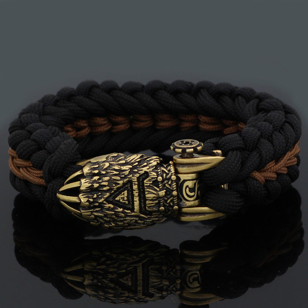Nordic New Hand Woven Bracelet Brown Thread Viking Bear Claw
