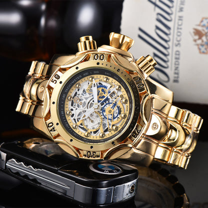 Quarzuhr mit hohlem Zifferblatt und Stahlarmband