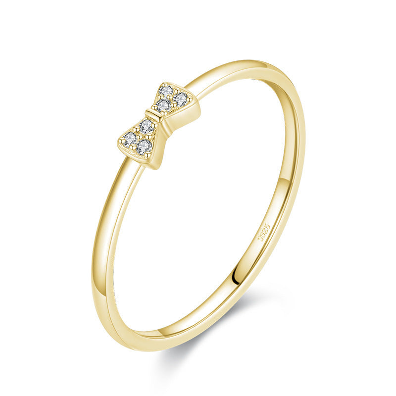 S925 Sterling Silver All-Match Simple Korean Trendy Micro-Inlaid Index Finger Ring Fashion Jewelry