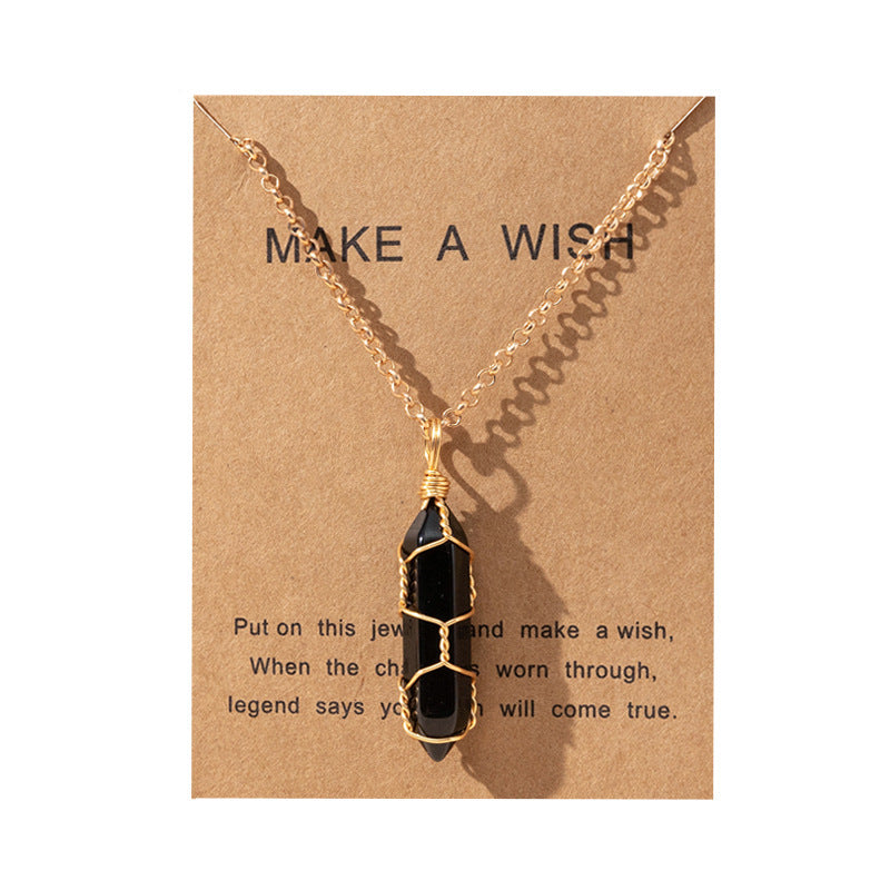 Men's And Women's Fashion Simple Copper Wire Hexagon Prism Necklace