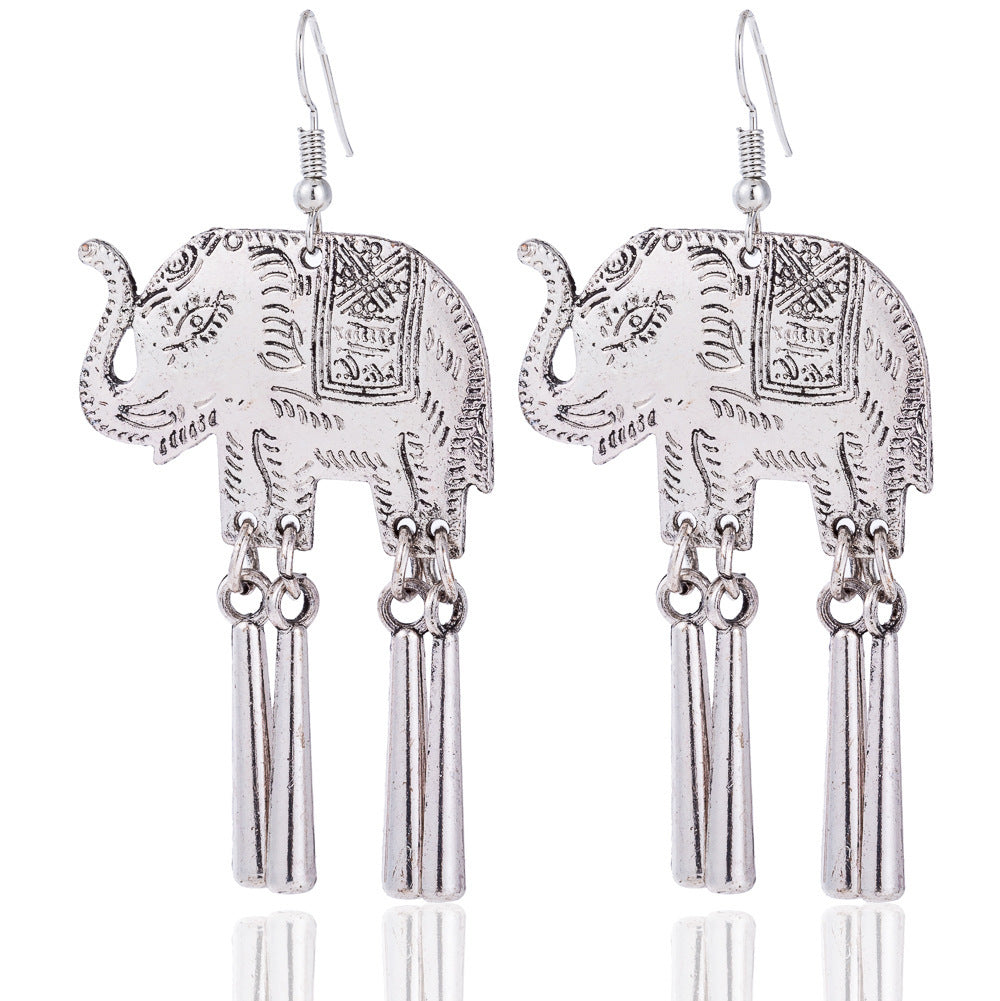 Ethnic Minorities Ornament Tibetan Classical Retro Miao Silver Earrings Eardrops