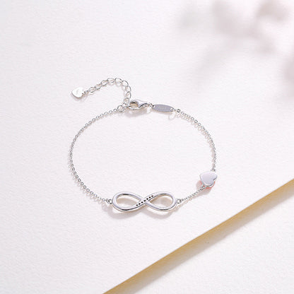 Sterling Silver Bracelet Women's Simple And Versatile Eternal Love