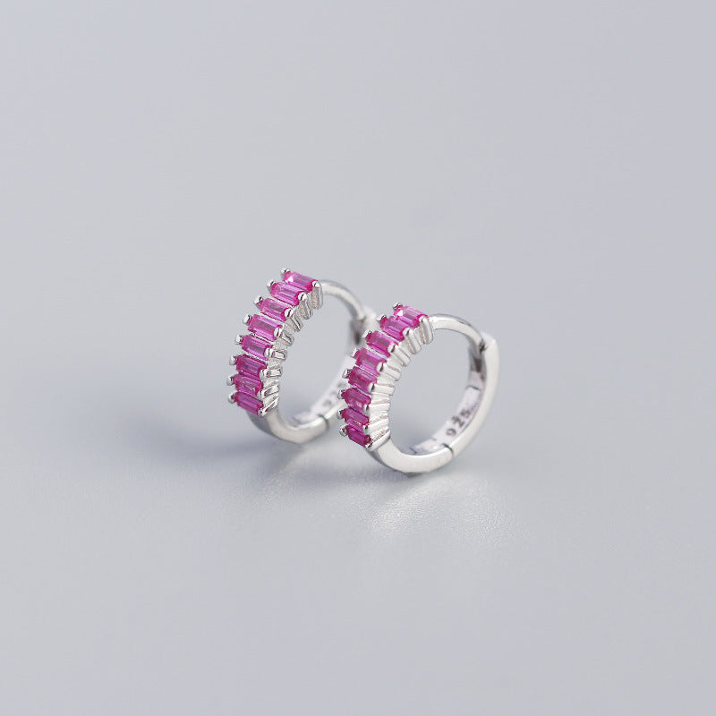 Women's Inlaid Cubic Zirconia Sterling Silver Stud Earrings