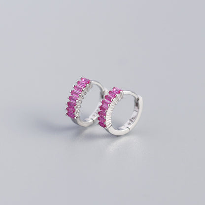 Women's Inlaid Cubic Zirconia Sterling Silver Stud Earrings