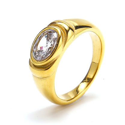 Retro Style Black Green Zircon Fashion Female Ring