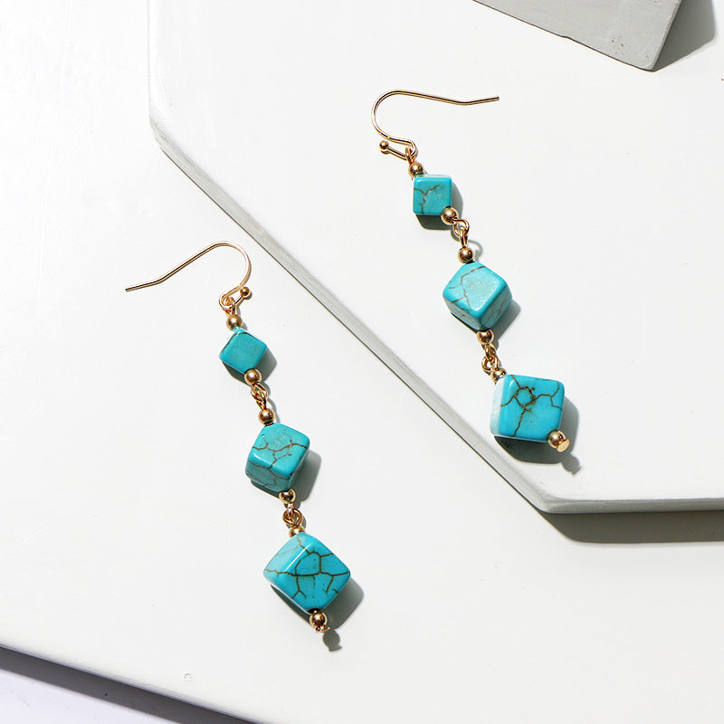 European And American Retro Geometric Square Women's Large Earrings