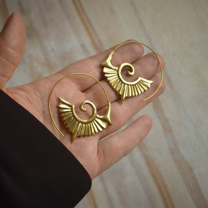 Xingyang Uraltes Maya-Stammsymbol Gott Vogel Großer Anhänger Ohrringe