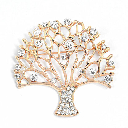 Rhinestone Small Tree Brooch High Profile And Generous Clothing