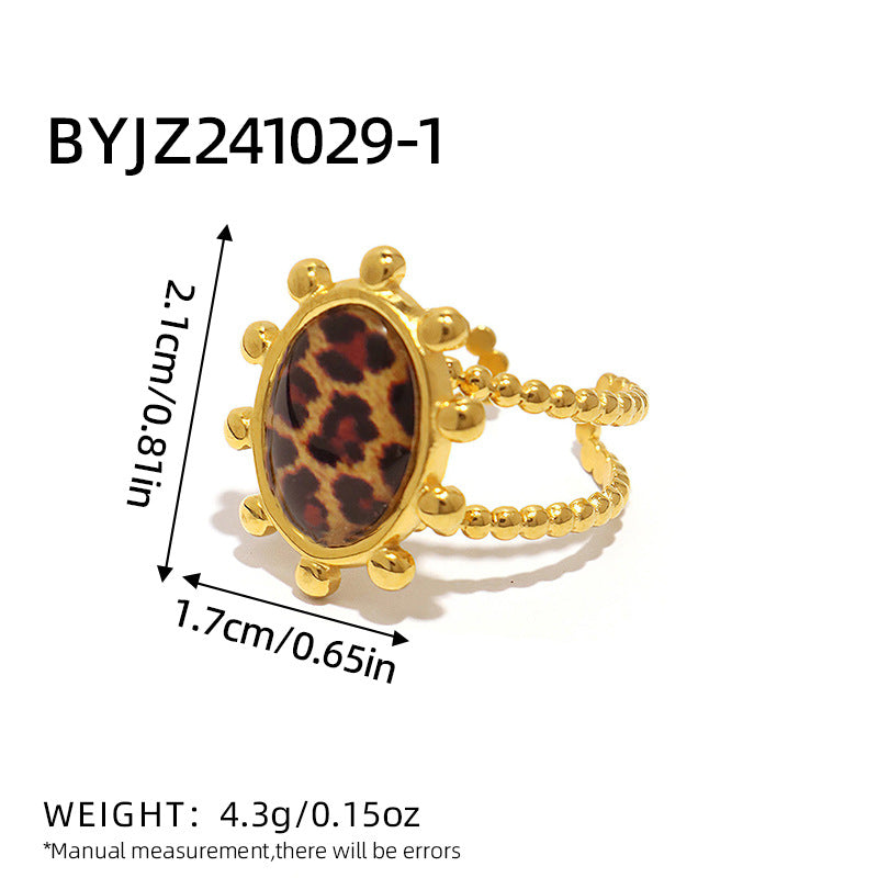 Stainless Steel 18K Leopard Ring