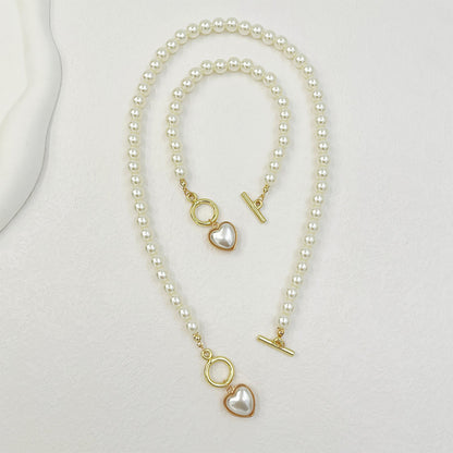 Love Pearl OT Buckle Necklace, Bracelet Set