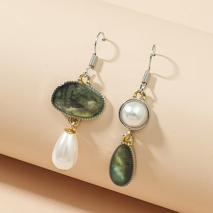 Vintage Earrings Women's Pearl Enamel