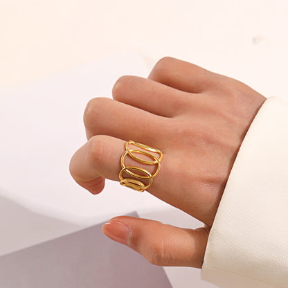 Geometric Ellipse Cross Ring Personality