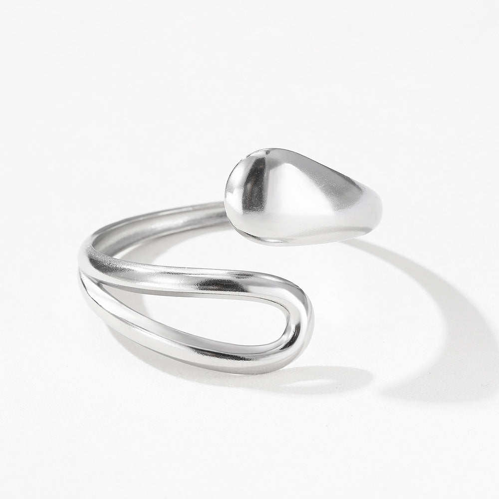 Retro 18K Stainless Steel Drop-shaped Interlaced Open-ended Bracelet Special-interest Design