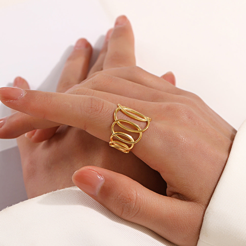 Geometric Ellipse Cross Ring Personality