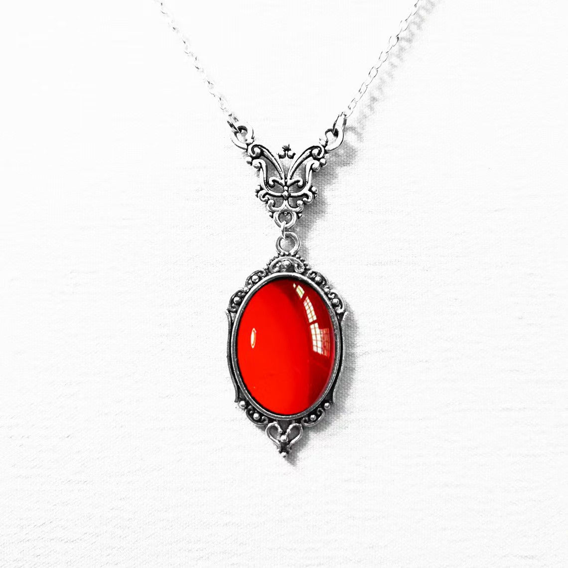 Vintage Red Quartz Crystal Necklace