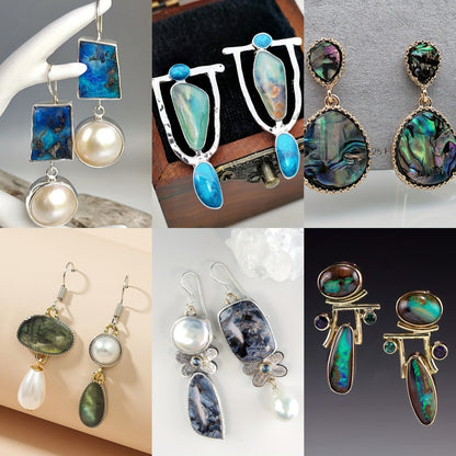 Vintage Earrings Women's Pearl Enamel