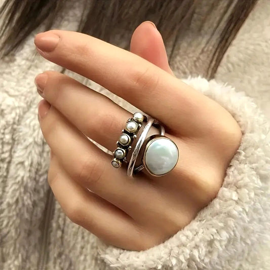 Fashion Vintage Thai Silver Color Ring Old Style